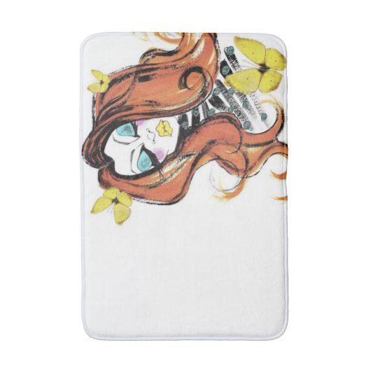 Rode hoofden en Butterflies Bath Mat (Voorkant Verticaal)