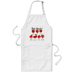 Rode hoofden! Rood fruit met damespoten lang Schor Schort