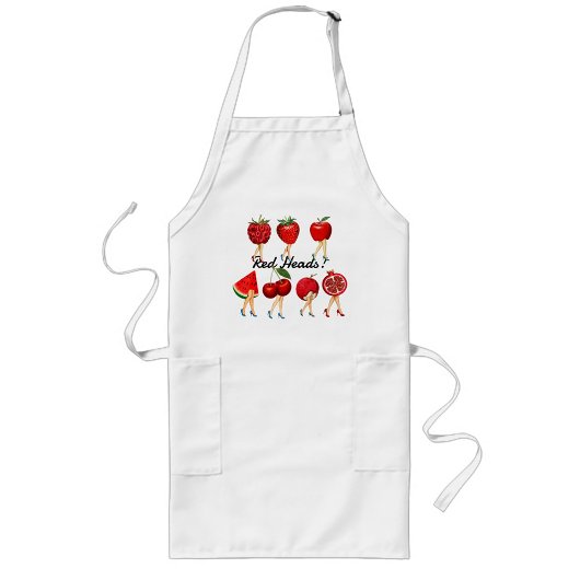 Rode hoofden! Rood fruit met damespoten Lang Schort