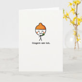 Rode hoofden zijn heet Schattige Kunst Kaart (Gele Bloem)