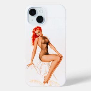 Rode hoofdpin-up iPhone 15 case