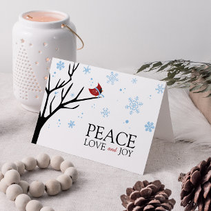 Rode HoofdSneeuwvlok van de Winter van de Vogel Feestdagen Kaart