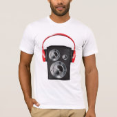 Rode hoofdtelefoon op een luidspreker Mannen T-shi T-shirt (Voorkant)