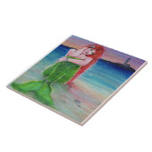 Rode hoofdzeemeermin op het strand met een vuurtor tegeltje (Zijkant)