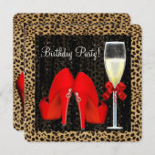 Rode hooggehakte schoenen verjaardagsfeestje kaart (Voorkant / Achterkant)