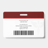 Rode Horizontale Sjabloon Logo Werknemersnaam ID Badge (Achterkant)