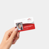 Rode Horizontale Sjabloon Logo Werknemersnaam ID Badge (Handheld)