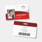 Rode Horizontale Sjabloon Logo Werknemersnaam ID Badge (Voor- en achterkant)