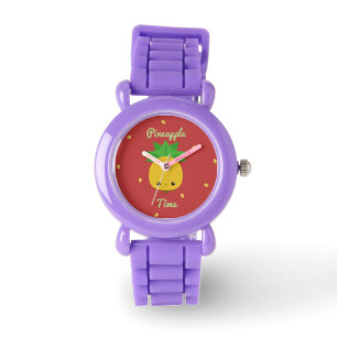Rode horloge glitter sparkle kinder ananas