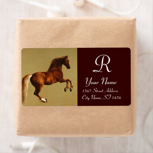 RODE HORSE MONOGRAM, bruin Etiket (Insitu)