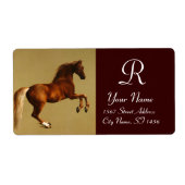 RODE HORSE MONOGRAM, bruin Etiket (Voorkant)
