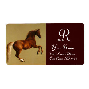 RODE HORSE MONOGRAM, bruin Etiket