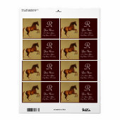 RODE HORSE MONOGRAM, bruin Etiket (Full Sheet)