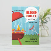 Rode Hot BBQ-feestuitnodiging Kaart (Staand voorkant)