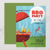 Rode Hot BBQ-feestuitnodiging Kaart (Voorkant / Achterkant)