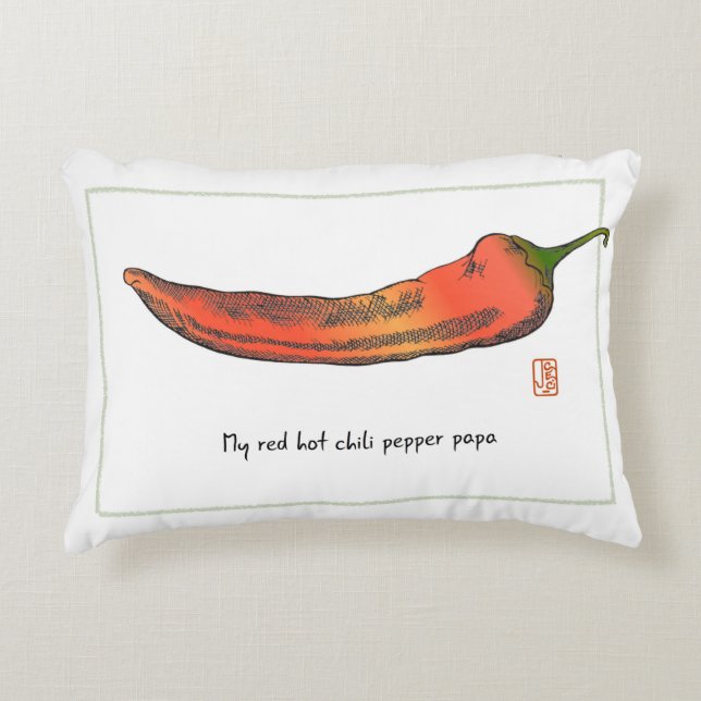 Rode Hot Chili Pepper Papa Accentkussen Accent Kussen (Voorkant)