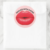 RODE HOT LIPS, GESLOTEN MET EEN KISS-STICKER RONDE STICKER (Tas)