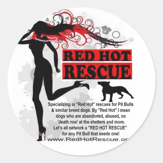 Rode Hot Rescue Sticker Circle (Voorkant)