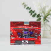  rode hotrod motor met Holley carburateur Briefkaart (Staand voorkant)