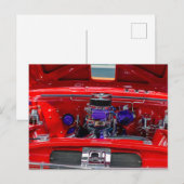  rode hotrod motor met Holley carburateur Briefkaart (Voorkant / Achterkant)