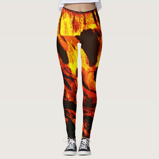 Rode hotstromende lava leggings (Voorkant)