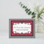 Rode Houndstooth Salon Herinnering Briefkaart (Staand voorkant)