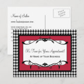 Rode Houndstooth Salon Herinnering Briefkaart (Voorkant / Achterkant)