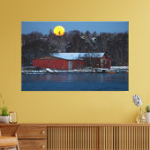 Rode houten boothuis in Helsinki, Finland Canvas Afdruk (Insitu (Woonkamer))