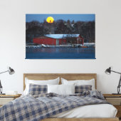 Rode houten boothuis in Helsinki, Finland Canvas Afdruk (Insitu (Slaapkamer))