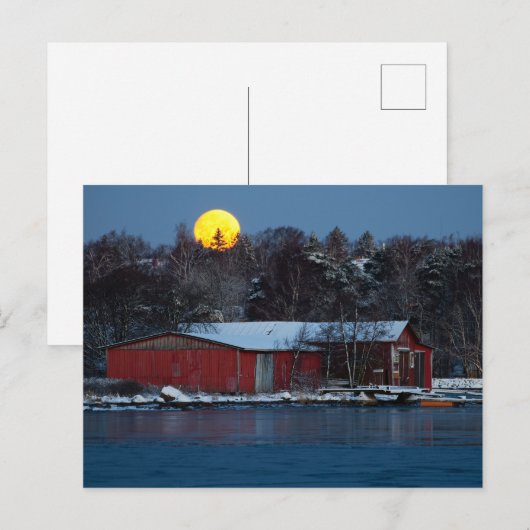 Rode houten bothouder in Helsinki, Finland briefka Briefkaart (Voorkant / Achterkant)