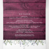 Rode Houten Slingerlichten Bloem Foto Bruiloft Drieluik Uitnodiging (Binnenkant midden)