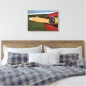 Rode Houten Vliegtuig Propeller Canvas Afdruk (Insitu (Slaapkamer))
