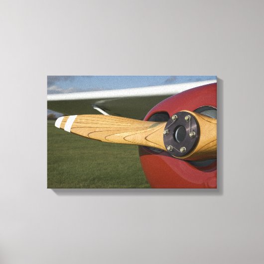 Rode Houten Vliegtuig Propeller Canvas Afdruk (Voorkant)