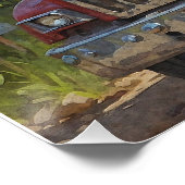 Rode houtkap Truck in de bergen Perfect Poster (Hoek)