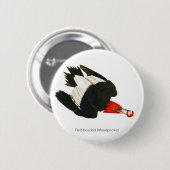 Rode houtpikker, Audubon, Birdwatcher Bird Ronde Button 5,7 Cm (Voorkant /achterkant)