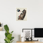 Rode houtpikker door Poster van Audubon (Thuiskantoor)