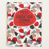 Rode, houtskool en witte Abstracte vorm Planner (Voorkant)