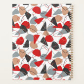 Rode, houtskool en witte Abstracte vorm Planner (Achterkant)