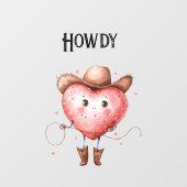 Rode Howdy Cowgirl Hart Raamsticker (Vel)