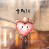 Rode Howdy Cowgirl Hart Raamsticker (Vel 2)