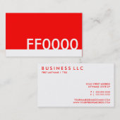 rode HTML-kleurcode FF0000 Visitekaartje (Voorkant / Achterkant)