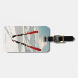 Rode huid bagagelabel