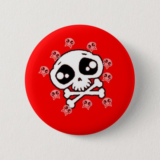 Rode huid ronde button 5,7 cm (Voorkant)