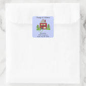 Rode Huis Adreswijziging Vierkante Sticker (Tas)