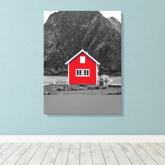 Rode Huis kleur Pop Canvas Afdruk (Insitu (Houten vloer))