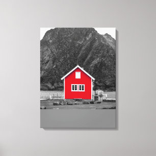 Rode Huis kleur Pop Canvas Afdruk