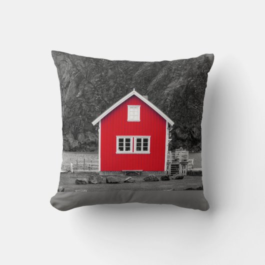 Rode Huis kleur Pop Kussen (Voorkant)