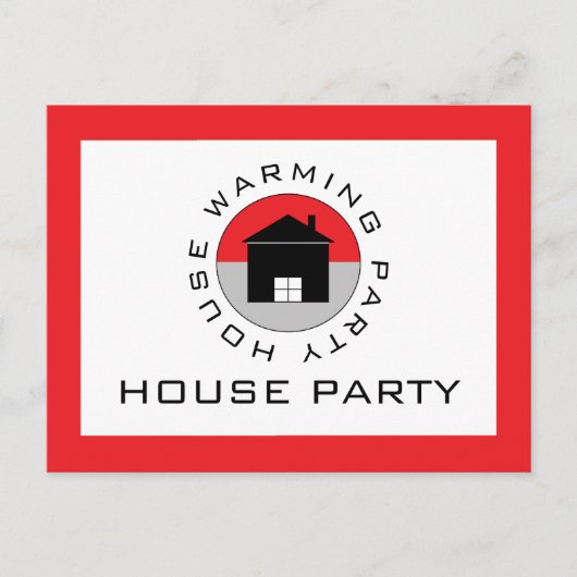 Rode Huis Logo, uitnodiging van de Housewarming Pa (Voorkant)