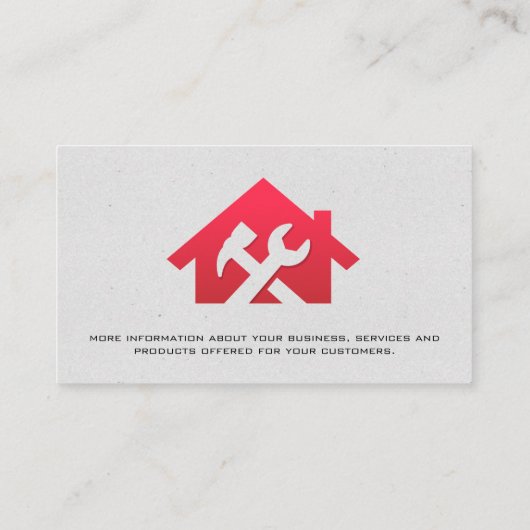 Rode Huis Sleutel Moersleutel Hamer Icoon | Huisre Visitekaartje (Achterkant)