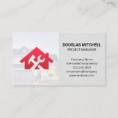 Rode Huis Sleutel Moersleutel Hamer Icoon | Huisre Visitekaartje (Voorkant)